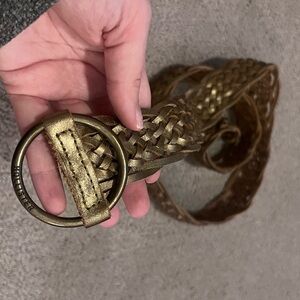 Vintage metallic gold Hollister belt, braided, adjustable, size medium/ large